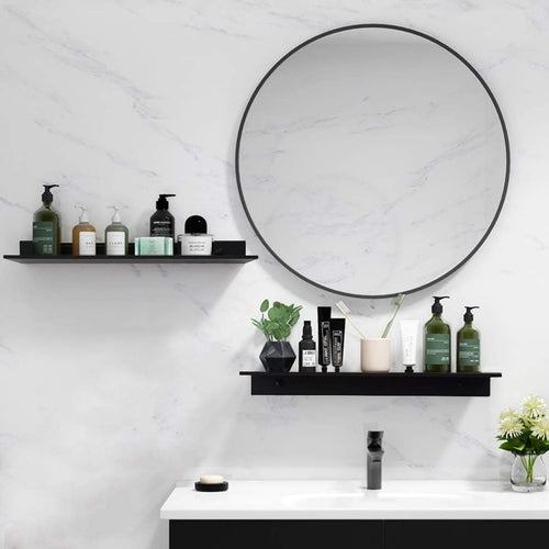 YUET Bathroom Shelf 2 Pack Wall Mounted Ã¢ÂÂ Black 30cm