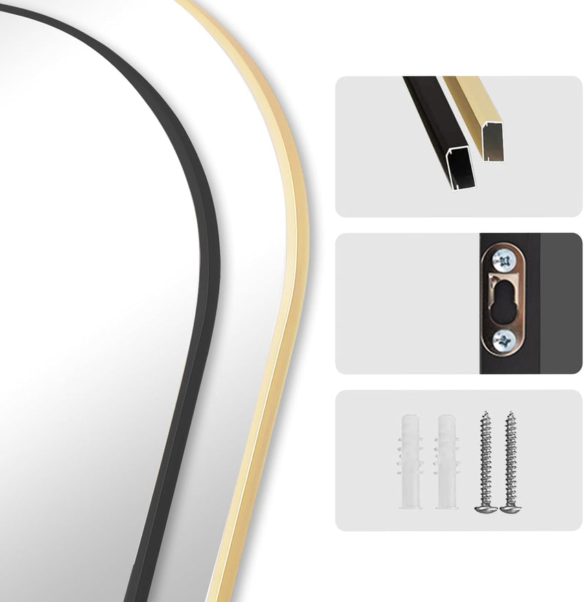 Full Length Arch Mirror 204x104cm Free Standing Full Body â Gold 204x104cm