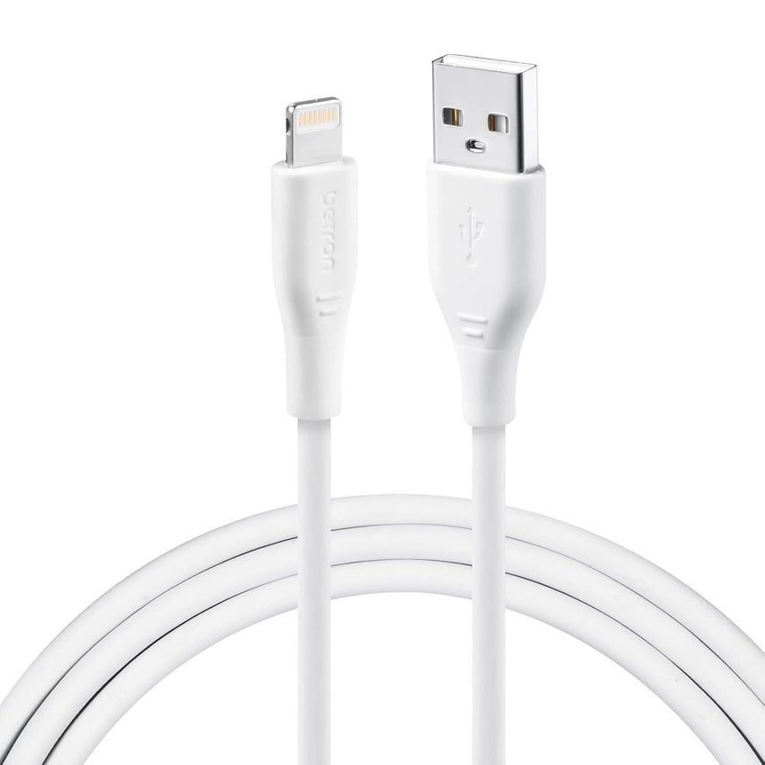 Betron USB to Flat Cable Compatible with iPhone, 1 Metre, White