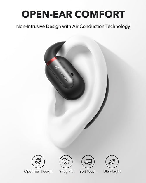 soundcore by Anker V30i Open-Ear Headphones, Ultra-Comfort,Lightweight Design, Snug Fit, Ergonomic Ear Hooks, Robust Bass, 36H Playtime, Bluetooth 5.3,App Control, Clear Calls (Renewed)