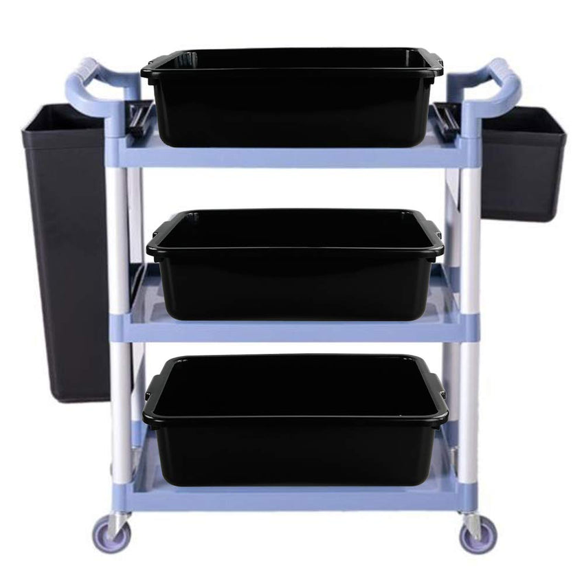 Teyyvn 13 L Plastic Commercial Bus Tub, Set of 4 Shallow Washing Up Bowls, Black