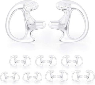 zeadio [8 Pair] Radio Earpiece, Soft Silicone Earmould Earbud Earplug for Walkie Talkie Acoustic Earpiece Headset, Two-Way Radio Coil Tube Audio Kits - Clear