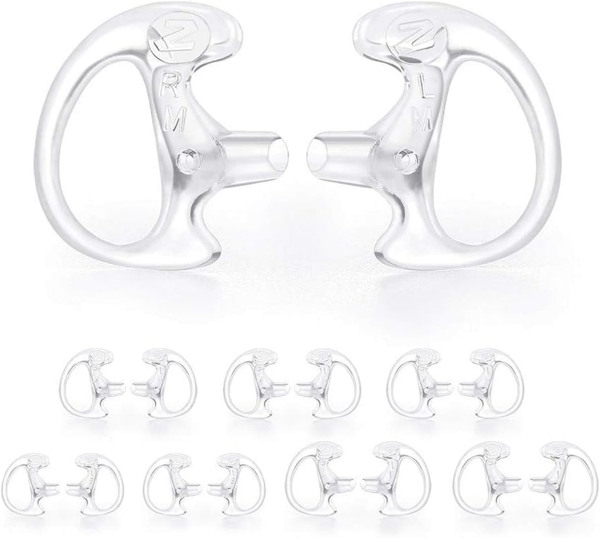 zeadio [8 Pair] Radio Earpiece, Soft Silicone Earmould Earbud Earplug for Walkie Talkie Acoustic Earpiece Headset, Two-Way Radio Coil Tube Audio Kits - Clear