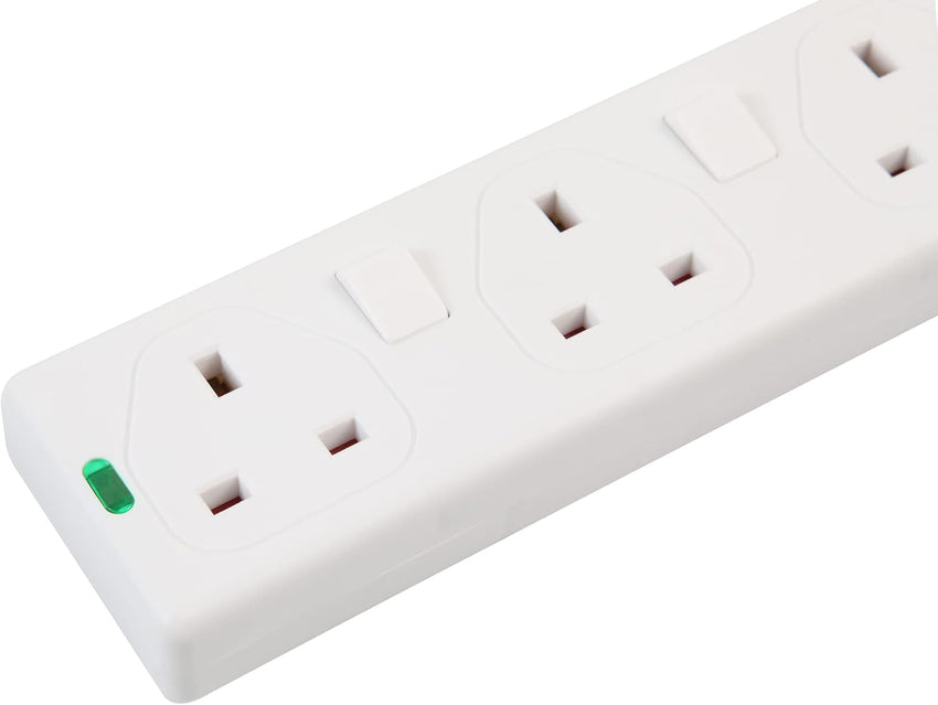 PRO ELEC PELB1942 4 Gang Switched Surge Protected Extension Lead White, 10m