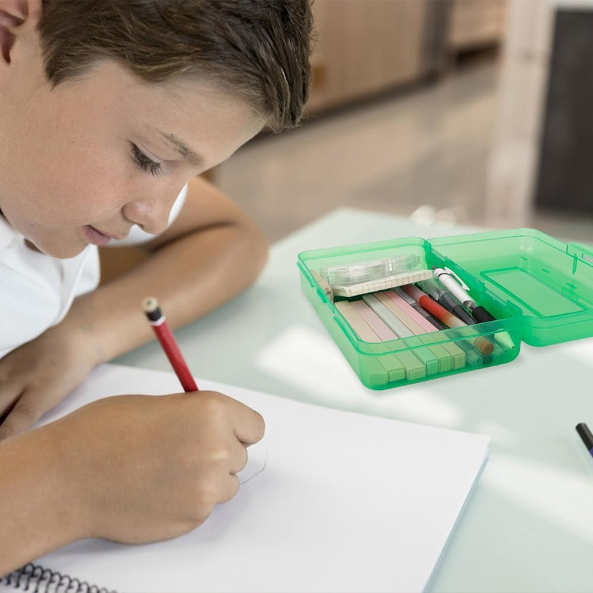 Pencil Box 2 Pack Plastic Large Capacity with Alphabet Stickers â Assorted