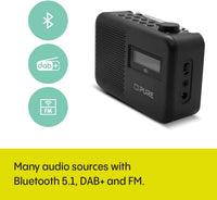 Pure Elan One2 portable DAB+/FM radio with Bluetooth 5.1 (LCD display, 10 preset buttons, can run with 4xAA batteries) Charcoal Black