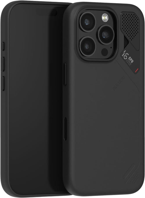 Aulumu A16 Vegan Leather Cooling for iPhone 16 Pro Case | with Cooling Fins | Luxury Comfort | Compatible with MagSafe - Black