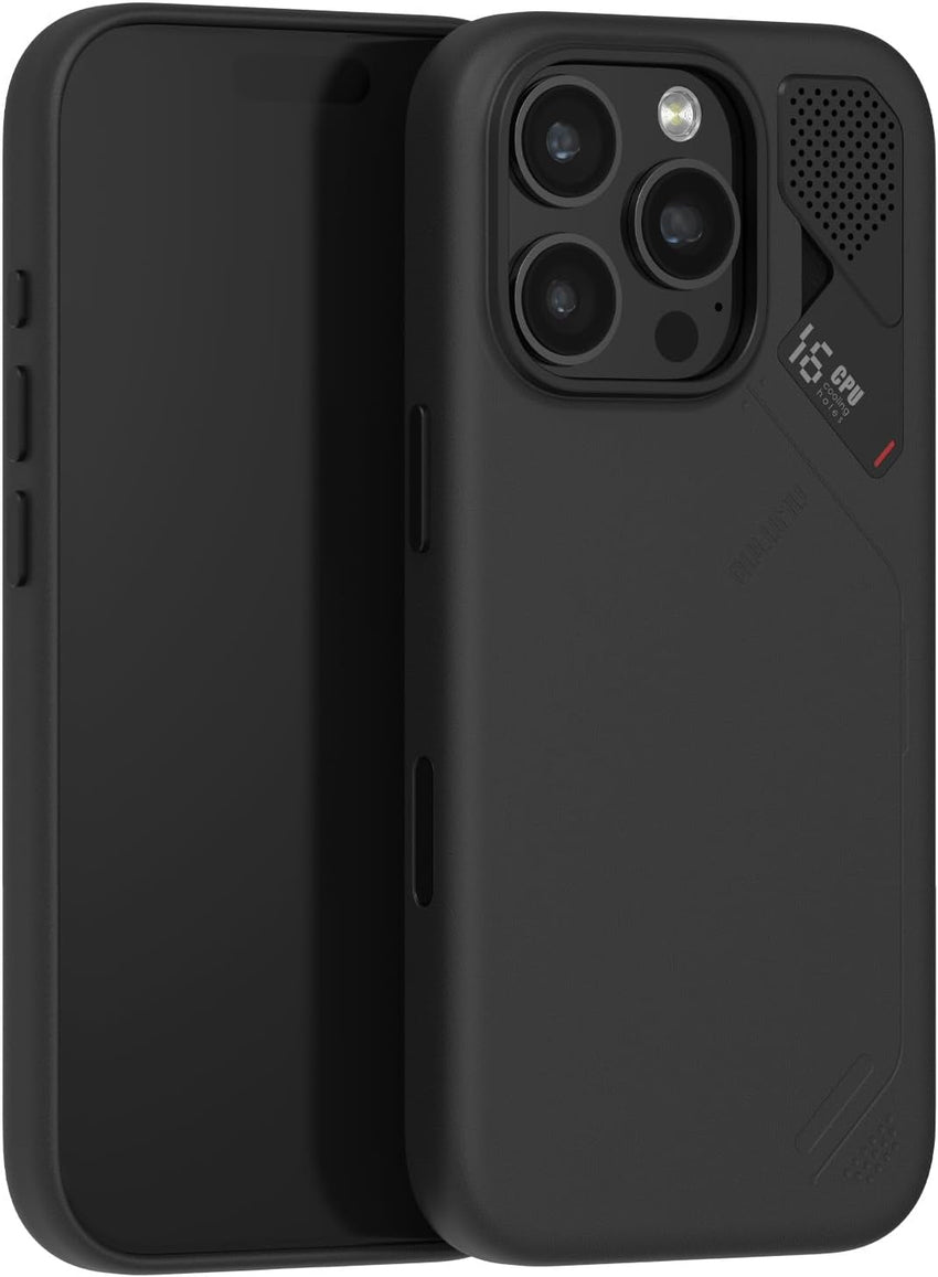 Aulumu A16 Vegan Leather Cooling for iPhone 16 Pro Case | with Cooling Fins | Luxury Comfort | Compatible with MagSafe - Black