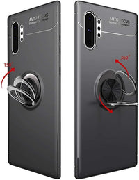 Phone Case for Samsung Galaxy Note 10 pro and Tempered Glass Screen Protector Cover With Stand Ring Holder Kickstand Accessories Heavy Duty Rugged Protective Shockproof Hard Bumper Black