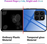 Case Cover for Honor X6a, Pure Colour Tempered Glass Back Case + Protective TPU Case for Honor X6a Cover (Light Blue 2)