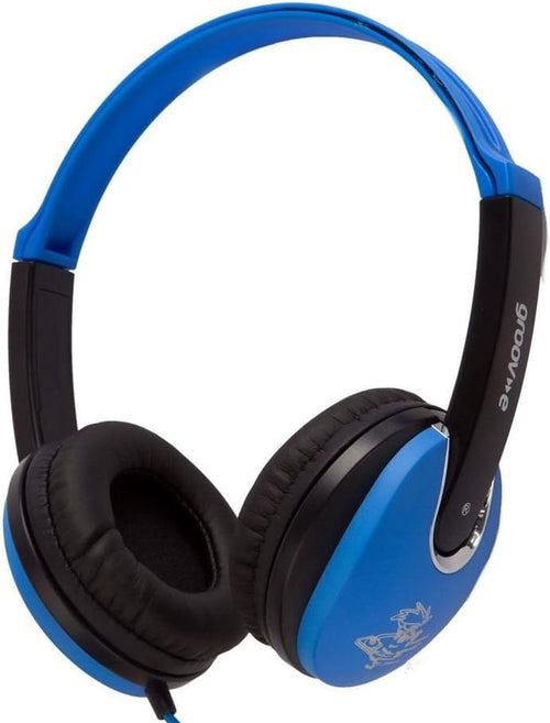 groov e KIDZ - DJ-Style Wired Headphones for Kids - Over the Ear Headphone with 1.2m Audio Cable, Adjustable Headband, Soft Ear Pads, & 40mm Drivers - 3.5mm Audio Jack - Blue