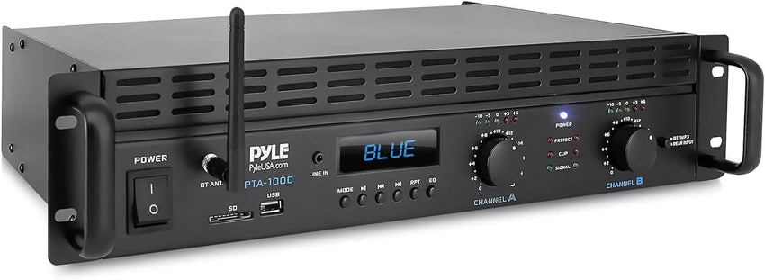 Pyle Bluetooth Stereo Amplifier - 2000W Home Audio Receiver with XLR/TRS Inputs, Rack Mount, Cooling Fans - Surround Sound Amp for Home Theatre, DJ, Studio, AV Systems
