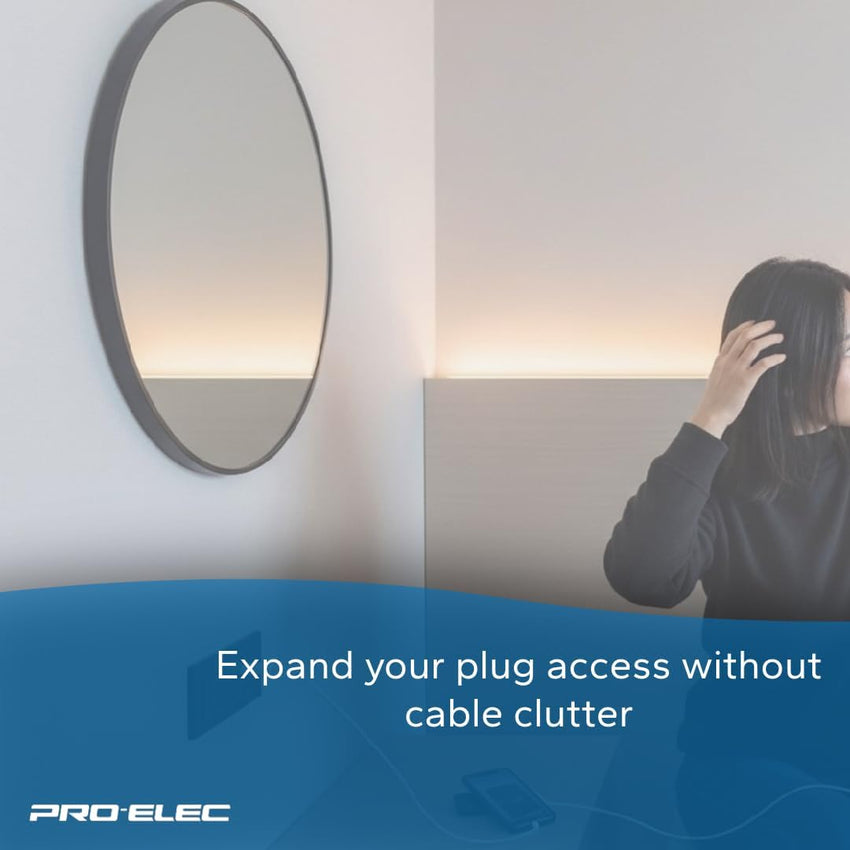 PRO ELEC 2-Gang Extension Lead | 500mm Cable | 13A | UK Plug | White - PELB1403