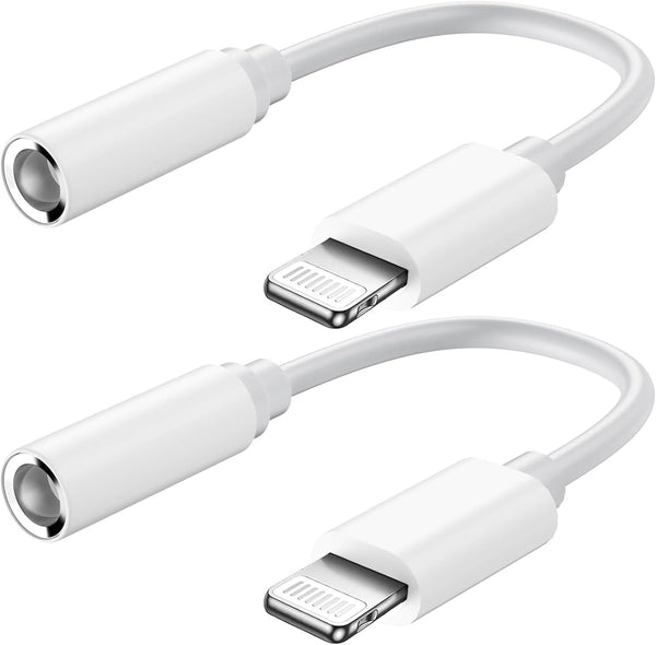 2 Pack Headphone Jack Adapter for iPhoneã Apple MFi Certified ãLightning Converter to 3.5mm Earphone Dongle Aux Audio Cable - Compatible with iPhone 14,13,12,11 Pro Max,XS Max,8, 7 Plusï¼Whiteï¼