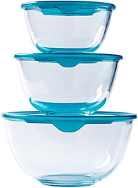 PyrexÃÂ® - Prep & Store - Set of 3 Heavy Duty Glass Bowls with Lids (0.5L - 1L - 2L) - BPA Free