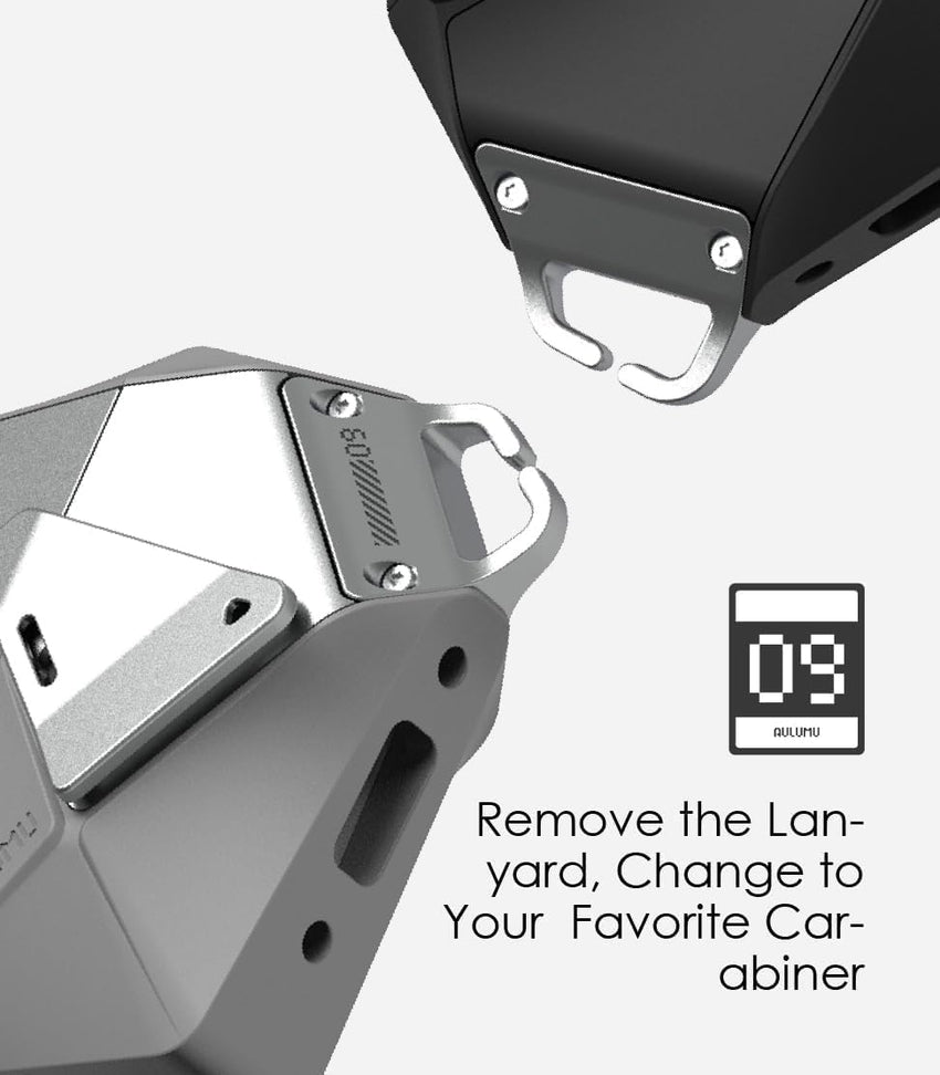 Aulumu A09 Geometric AirPods Pro Case [2nd/1st Generation] with Lock | Protective Cover with Nylon Buckle | Alloy Armour | Compatible with Apple AirPods Pro(2023/2022/2019) - Gray