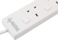 PRO ELEC PELB1942 4 Gang Switched Surge Protected Extension Lead White, 10m