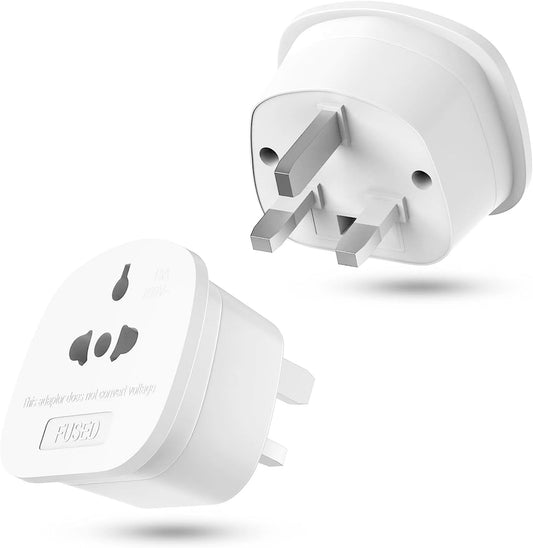 2 Pack European to UK Plug Adaptor, US to UK Travel Plug Adapter with 13A Fuse for USA, EU, Australia, Thailand, Canada, Japan and More (Type A, B, C, I, E, F, L)
