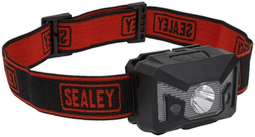 Sealey Head Torch 3W SMD LED with Auto-Sensor ,Red- LEDS 3 AAA batteries included