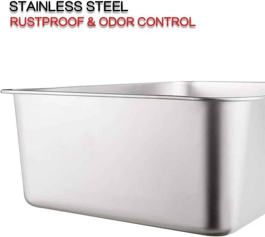 Extra Large Stainless Steel Litter Box Odourless Easy Cleaning â 28x20x6 inch