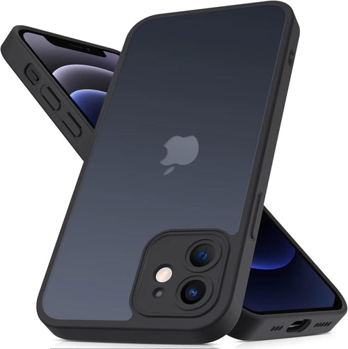 Mootobo iPhone 12 Case 6.1 inch, Military-Grade Protection 360^0 Full Body Frosted Translucent Back Phone Cover, Anti-Fingerprint Slim Shockproof Phone Case for iPhone 12 - Black