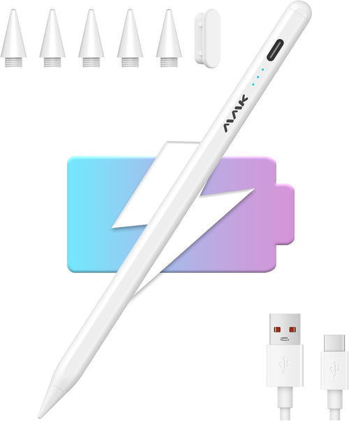 MMK Stylus Pen black for iPad(2018-2024), 2.0 Gen Pencil with Pixel-Perfect Precision & Tilt Sensitivity, Compatible with iPad 6-10th Gen,for iPad Pro 12.9''/11''/13'',for iPad Air 3/4/5/6,for iPad Mini 5/6