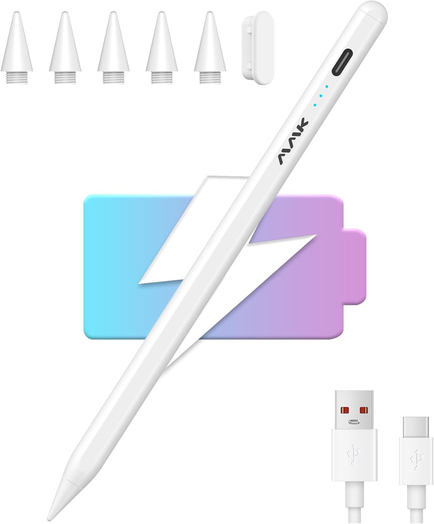 MMK Stylus Pen black for iPad(2018-2024), 2.0 Gen Pencil with Pixel-Perfect Precision & Tilt Sensitivity, Compatible with iPad 6-10th Gen,for iPad Pro 12.9''/11''/13'',for iPad Air 3/4/5/6,for iPad Mini 5/6