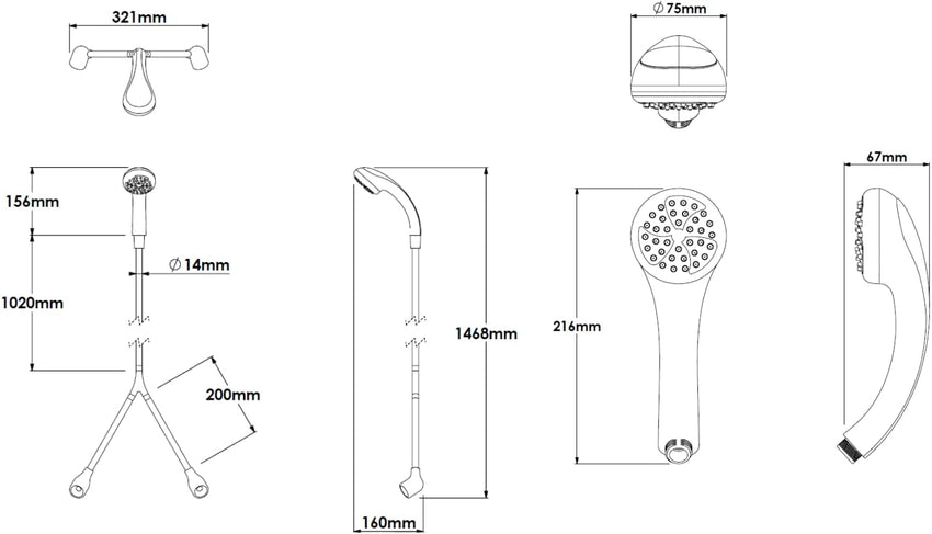 Croydex Shower Head & Hose Push-On 1.2m Rub-Clean Nozzles Compatible with Low/High Pressure â Chrome