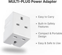 3 Way Power Adapter | Double Plug Adapters UK | Multi Socket Plugs Extension | Double Plug Socket | 3 Way Plug Adapter | Heavy Duty 13A Fuse