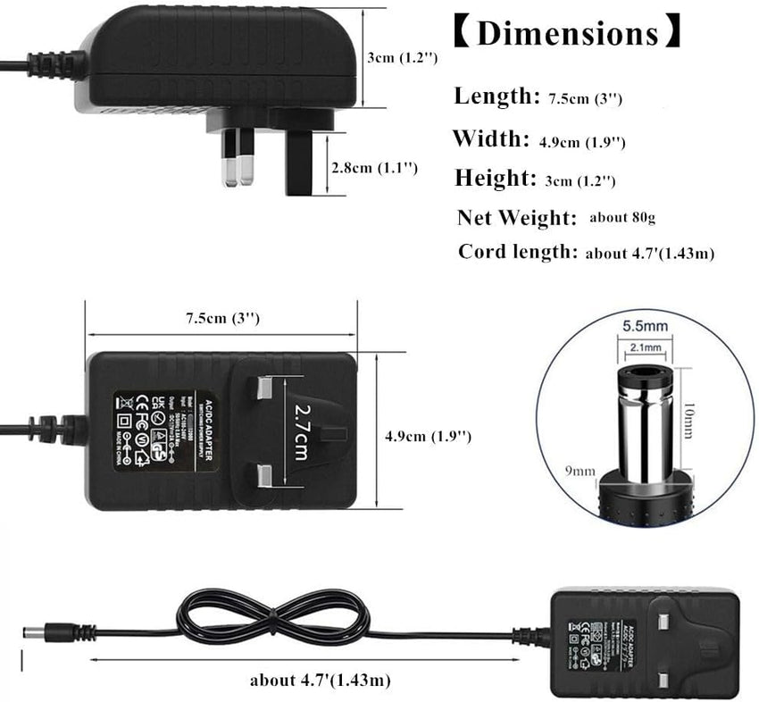 SZZKtech 5V AC Adapter DC5V 3A Power Supply charger With 11 DC Plug Tips AC230V to DC5V 3Amps 2.5A 2A 1.5A power adapter 5 volt ac dc Adapter for CCTV Camera Baby Monitor Graco Swing TV box