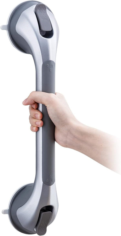 TAILI Suction Grab Rails for Bathroom, 43 CM Hand Rails for Elderly, MAX Hold 110 KG Shower Grab Bar for Elderly, Senior, Disabled, Strong Bathtub Shower Handles, No Drilling, Disability Aids, Silver