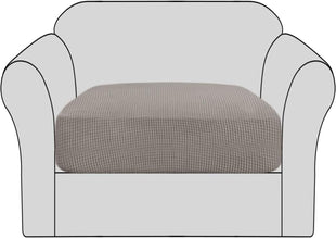 BellaHills Stretch Sofa Seat Cushion Cover Sofa Couch Cushion Furniture Protector Sofa Slipcover with Elastic Bottom Spandex Jacquard Fabric Small Checks(1 Piece, Taupe)