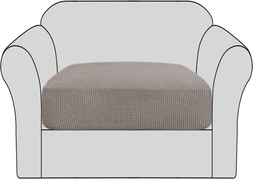 BellaHills Stretch Sofa Seat Cushion Cover Sofa Couch Cushion Furniture Protector Sofa Slipcover with Elastic Bottom Spandex Jacquard Fabric Small Checks(1 Piece, Taupe)