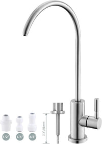 Drinking Water Tap,Easy to Install Sink Water Filter Tap,Lead-Free Reverse OsmosisTap for Kitchen Bar Sink,Brushed Nickel SUS304 Stainless Steel (Large)