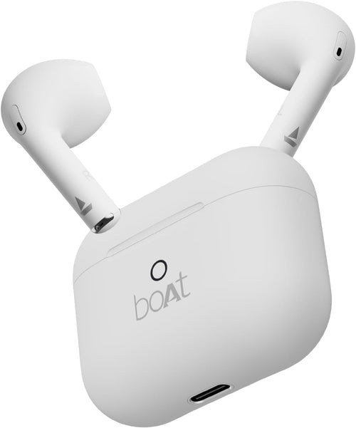 boAt Airdopes Joy, 35Hrs Battery, Fast Charge, IWP Tech, Low Latency, 2Mic ENx, Type-C Port, v5.3 Bluetooth Earbuds, TWS Ear Buds Wireless Earphones with mic (Swedish White)