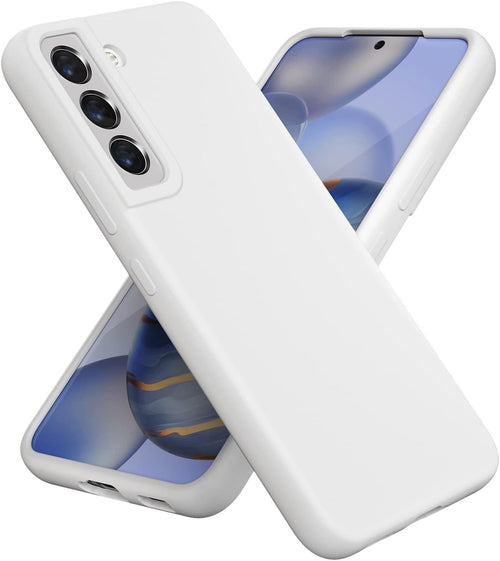 OHLIGIA Samsung Galaxy S22 Plus Liquid Silicone Case Slim Protective 3 Layer Shockproof Phone Cover (6.6") with Anti-Scratch Soft Microfiber Lining for Galaxy S22+ (2022) (White)
