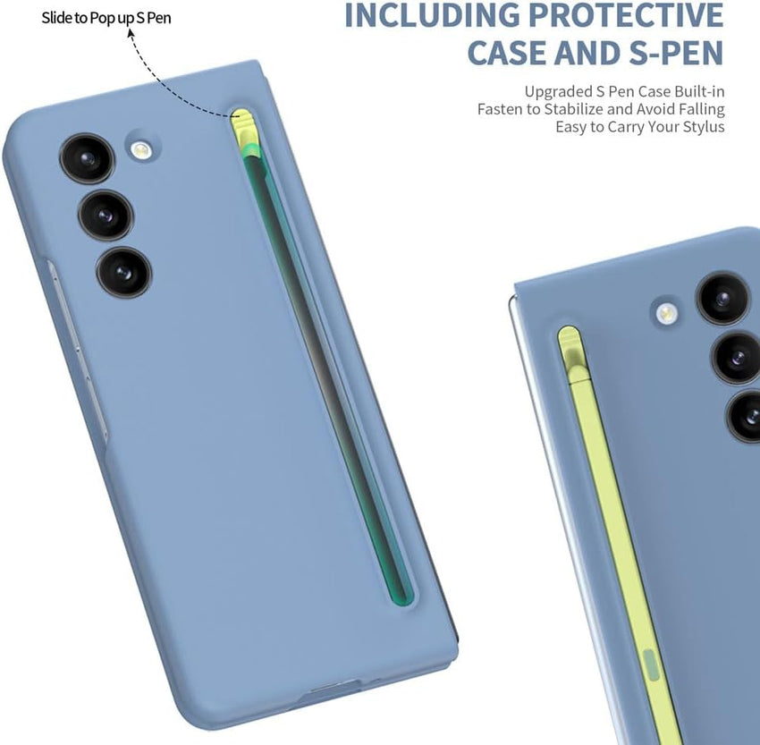 case Galaxy Z Fold 5 case with S Pen Fold EditionãS Pen + Caseã Compatible with Samsung Galaxy Z Fold5 Slim S Pen Phone Cover Shell replacement (Blue)