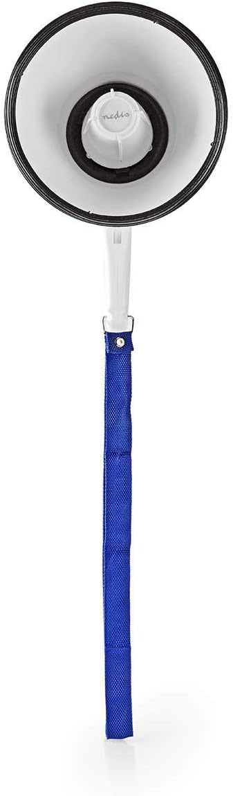 NEDIS 10W Megaphone, 250m Range with Built-in Microphone, Siren, Adjustable Volume, Record Function - White & Blue