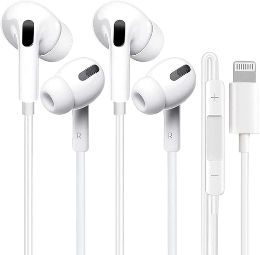 2 Pack Lightning Headphones Apple MFi Certified Wired Earphones iPhone Headphones In-Ear Earbuds Noise Isolating Built-in Microphone & Volume Control Compatible with iPhone 14/13/SE/12/11/XR/8/7/XS
