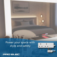 PRO ELEC 2-Gang Extension Lead | 500mm Cable | 13A | UK Plug | White - PELB1403