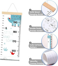 Kids Height Wall Chart Removable Canvas Ruler for Nursery â Dinosaur