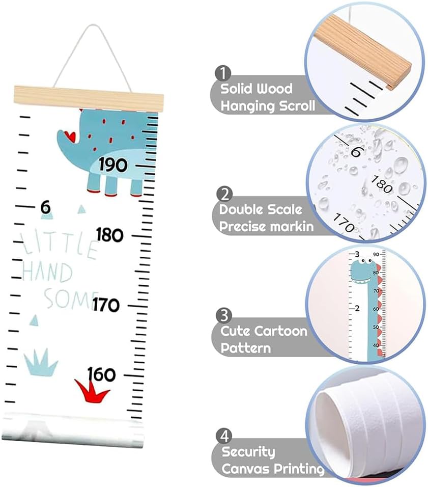 Kids Height Wall Chart Removable Canvas Ruler for Nursery â Dinosaur