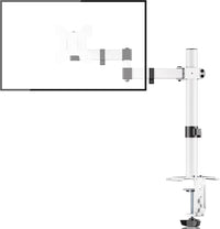 Single Monitor Arm Desk Mount, Max Load 10kg, Single Monitor Mount for 13-32 inch LCD LED Screens, Adjustable Single Desk Mount with Tilt Swivel Rotation, 2 Mouting Options, Vesa 75x75/100x100mm White
