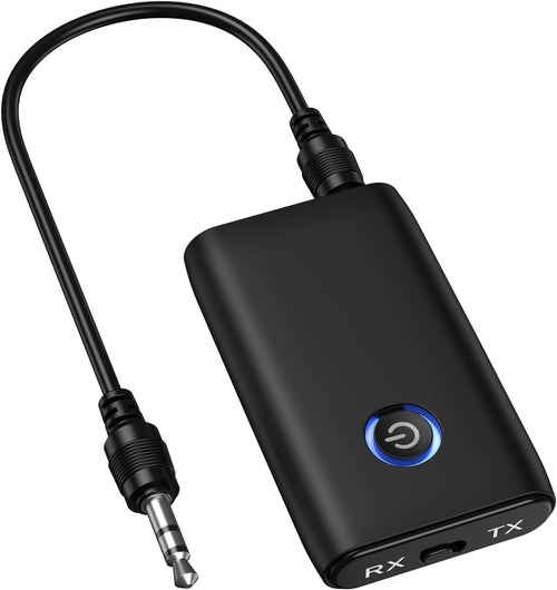 Ankilo Bluetooth 5.3 Transmitter Receiver, 2-in-1 Bluetooth Audio for TV Receiver with 3.5mm Jack, Long Battery Life, Noise Cancellation for PC, Airplane, Headphones, Speaker,Home Stereo