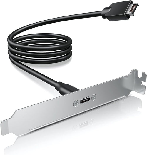 GRAUGEAR 20Gbps USB 3.2 Gen 2x2 USB-C Front Panel Adapter, Motherboard Header Extension Cable, USB-C Female to 20-pin USB Type-E A-Key Male Connector with PCIe Bracket, 19.6 in [G-AD-ETC-10G]