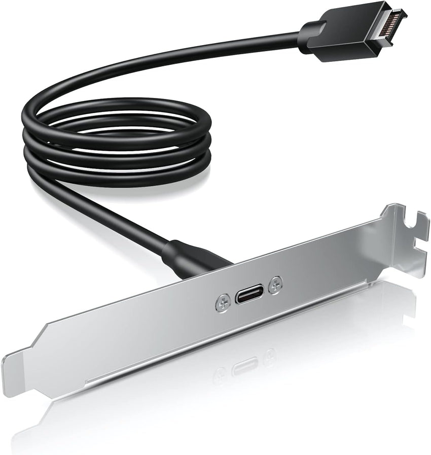 GRAUGEAR 20Gbps USB 3.2 Gen 2x2 USB-C Front Panel Adapter, Motherboard Header Extension Cable, USB-C Female to 20-pin USB Type-E A-Key Male Connector with PCIe Bracket, 19.6 in [G-AD-ETC-10G]
