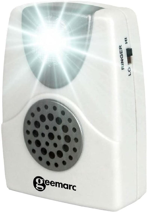 Geemarc CL11 - Telephone Ringer Amplifier with Bright Flashing Light - Works with Landline Phones - Wall Mountable - Ideal for Noisy Environments and Hearing Impaired People, White
