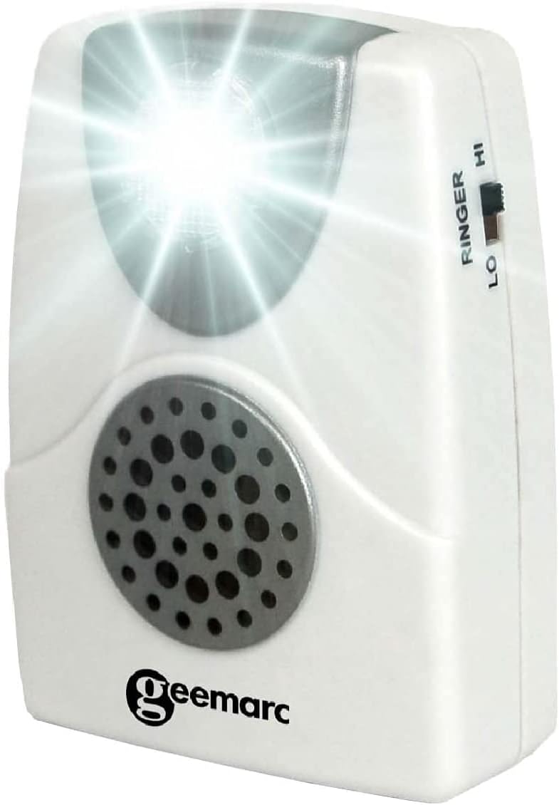 Geemarc CL11 - Telephone Ringer Amplifier with Bright Flashing Light - Works with Landline Phones - Wall Mountable - Ideal for Noisy Environments and Hearing Impaired People, White