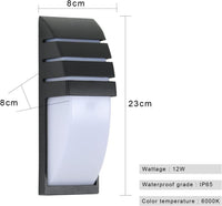 Outdoor Wall Light 12W Waterproof Aluminium Sconce 6500K Cool White â Black