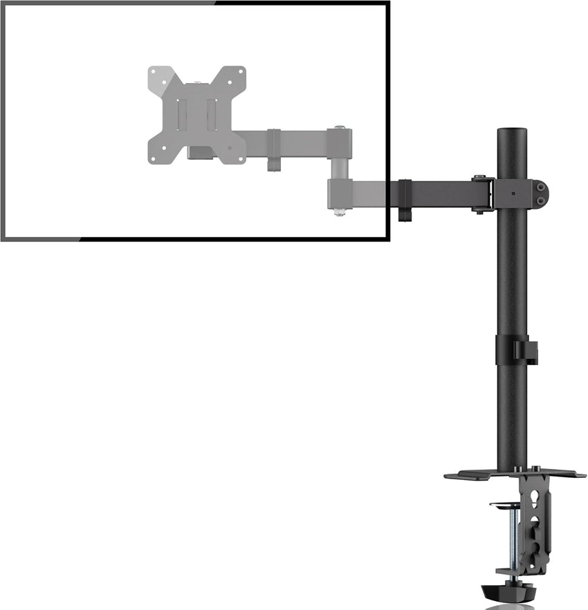 Single Monitor Arm Desk Mount, Max Load 10kg, Single Monitor Mount for 13-32 inch LCD LED Screens, Adjustable Single Desk Mount with Tilt Swivel Rotation, 2 Mouting Options, Vesa 75x75/100x100mm White
